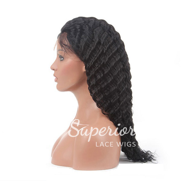 100% Human Hair Full Lace Wig Deep Wave