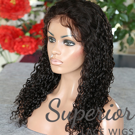 Lace front wig #1B Off black curly