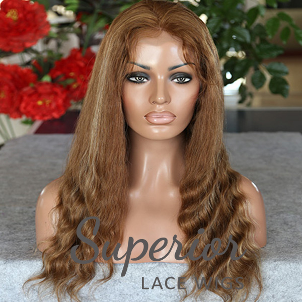 beautiful mono based thin skin wig chestnut brown and blond 