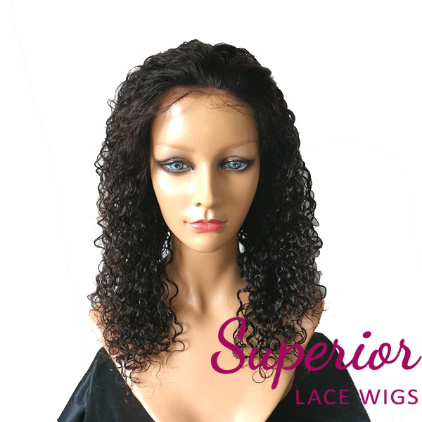 100% human hair lace front wig Indian Remi hair 16mm curl